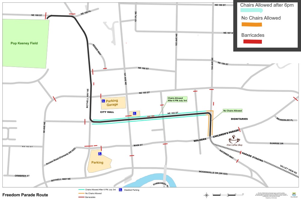 2017 fourth of july parade route map for Bothell Washington.