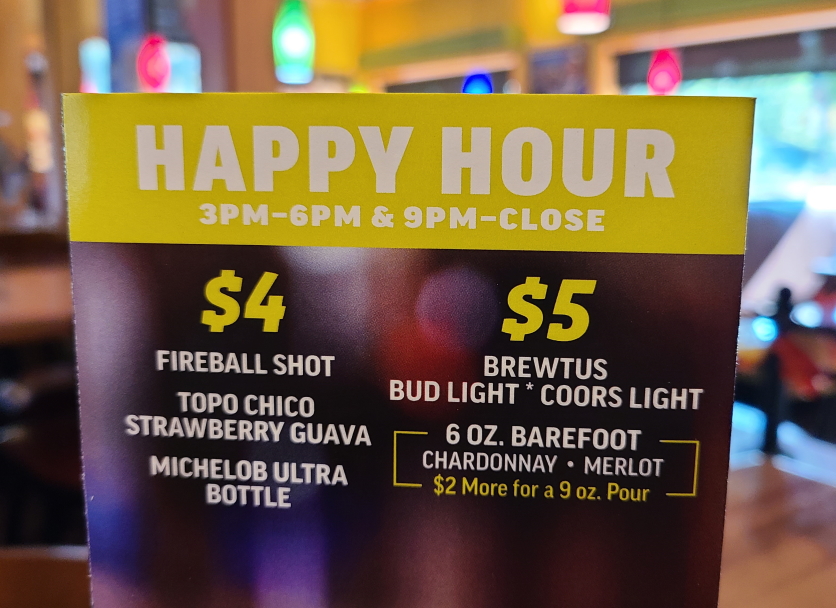 Applebees happy deals hour